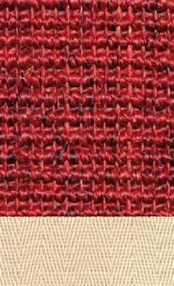 Sisal Salvador rød 010 tæppe med kantbånd i natur farve 000